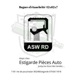 Bague d'etancheite, vilebrequin 42x62x7  côté distri
