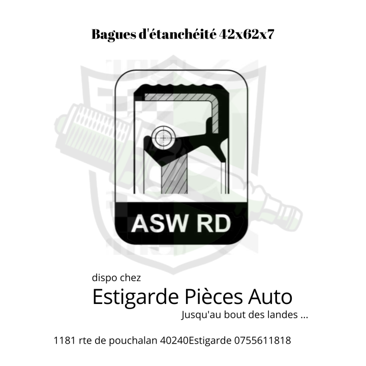 Bague d'etancheite, vilebrequin 42x62x7  côté distri