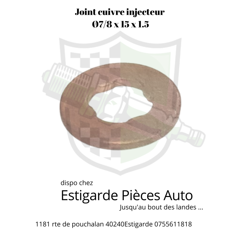 Joint cuivre d'injecteur  7 /8 x 15 x 1.5