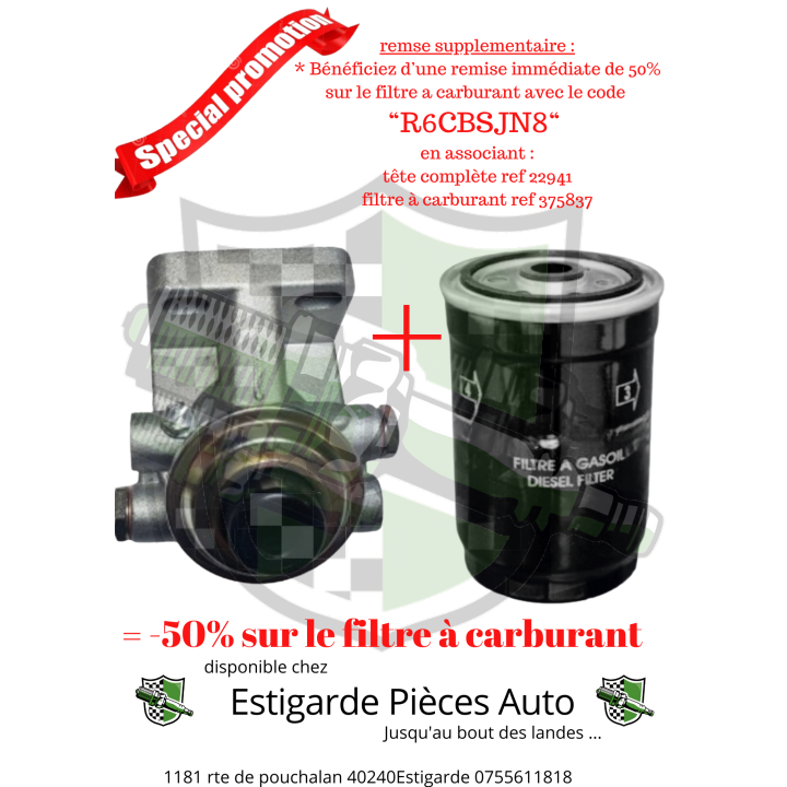 Tête complète pour filtre à gasoil Bosch à visser