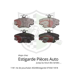 Jeu de plaquettes de frein avant sans temoin Renault/Dacia