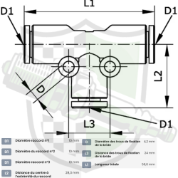 Raccord enfichable en T 10mm