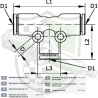 Raccord enfichable en T 12mm