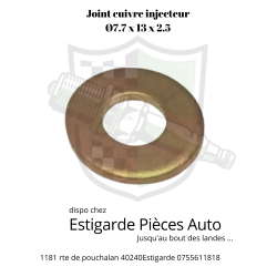 Joint cuivre d'injecteur  7.7 x 13 x 2.5