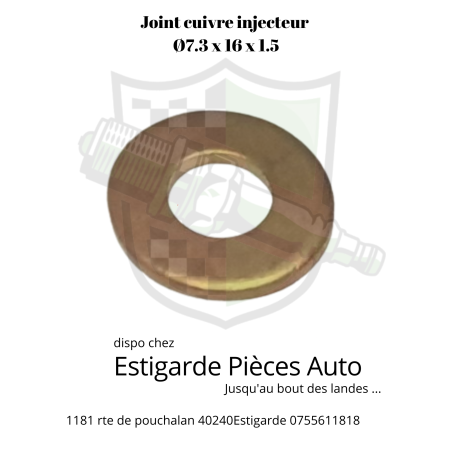 Joint cuivre d'injecteur  7.3 x 16 x 1.5