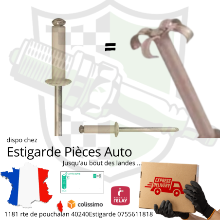 Rivet épanouis blanc alu unitaire ou par pack