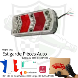 Feu arrière LED rectangle droit câblé
