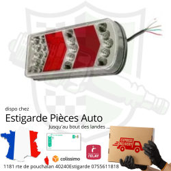 Feu arrière LED rectangle droit câblé