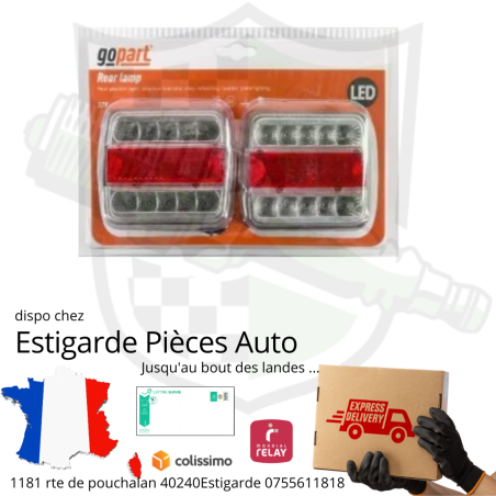 Kit feux arrière LED carré universel baïonnette