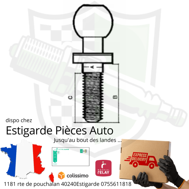 Pivot 26 mm Axe rotule de rechange