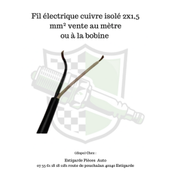 Fil électrique cuivre isolé 2x1,5 mm² vente au mètre