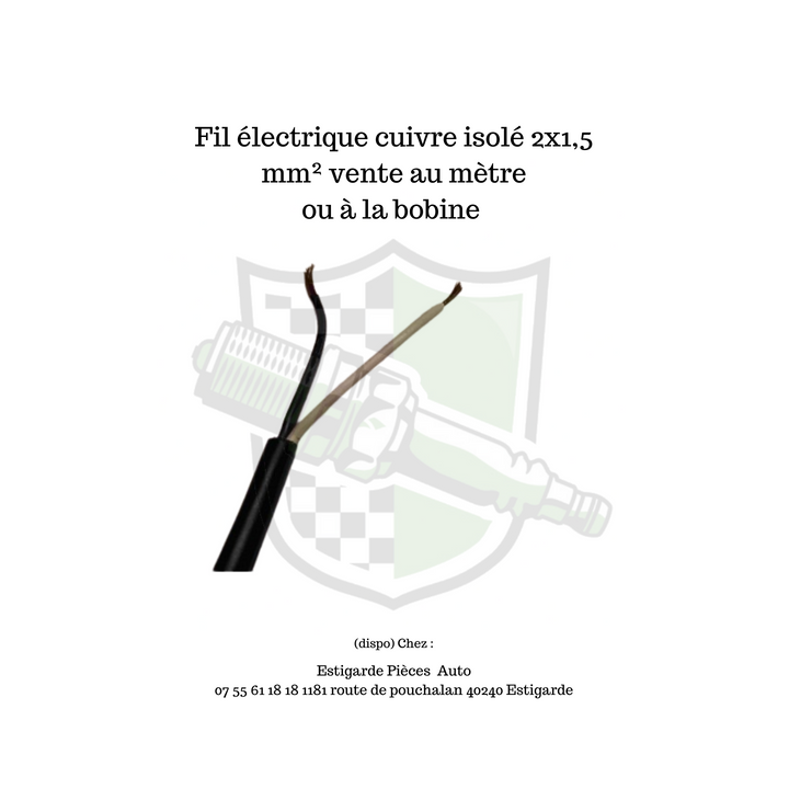 Fil électrique cuivre isolé 2x1,5 mm² vente au mètre