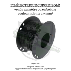 Fil électrique cuivre isolé noir 1x0.75 mm² vente au mètre