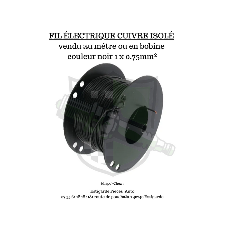 Fil électrique cuivre isolé noir 1x0.75 mm² vente au mètre