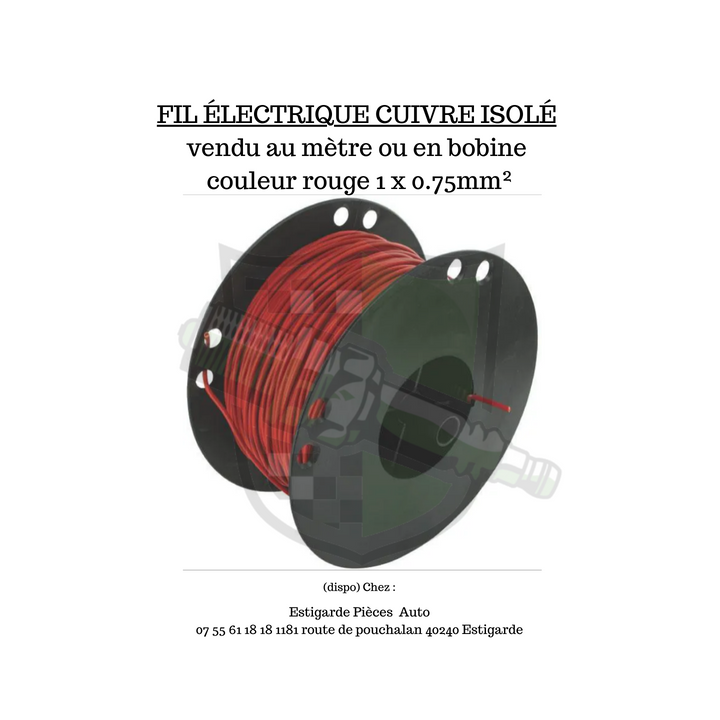 Fil électrique cuivre isolé rouge 1x0.75 mm² vente au mètre