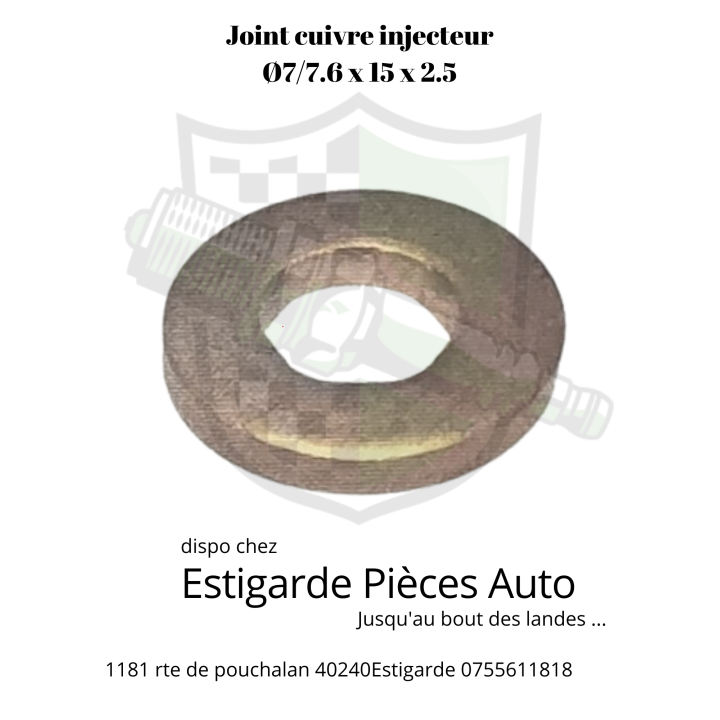 Joint cuivre d'injecteur  7/7.6 x 15 x 2.5