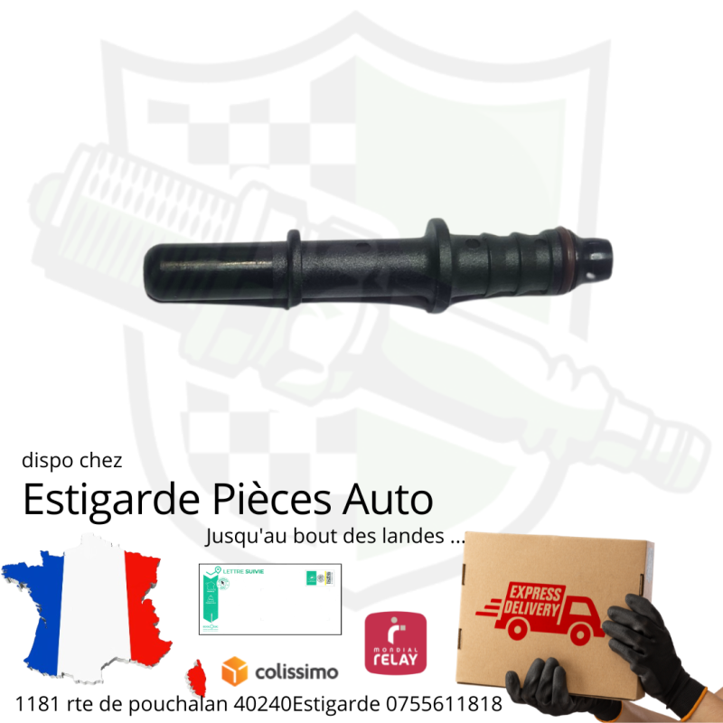 Raccord carburant clip rapide 8mm/8mm long