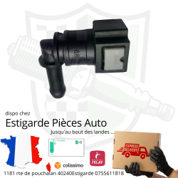 Raccord carburant clip rapide 8mm/8mm coudé