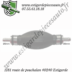 Poire/Pompette amorçage gasoil  8mm/8mm 1droit/1droit