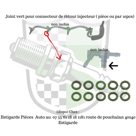 1 Joint vert en 1.0mm pour connecteur de retour injecteur