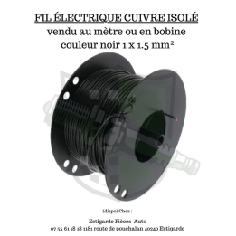 Fil électrique cuivre isolé noir 1x1.5 mm² vente au mètre