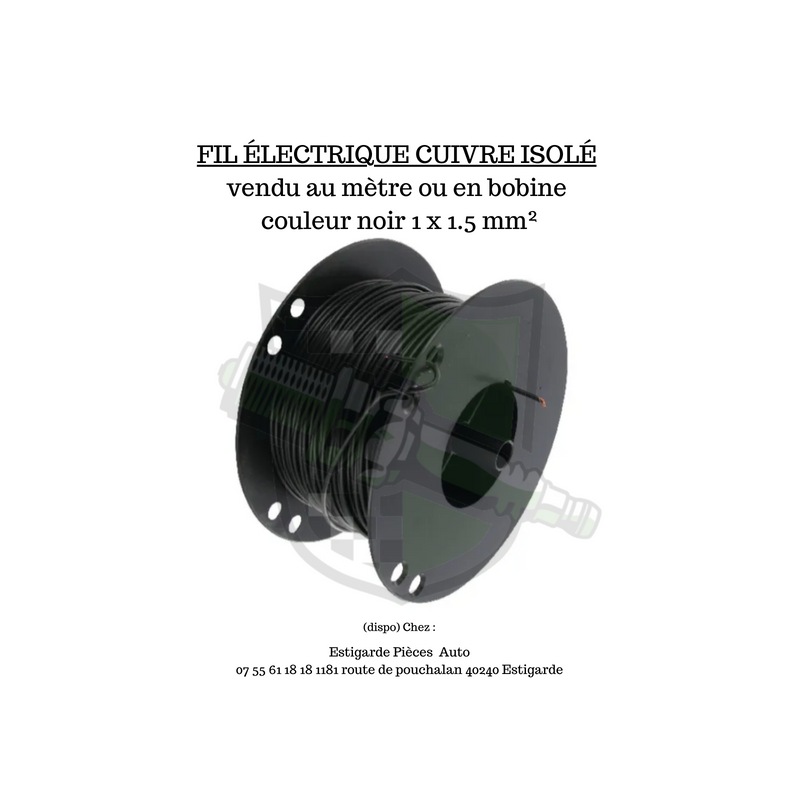 Fil électrique cuivre isolé noir 1x1.5 mm² vente au mètre