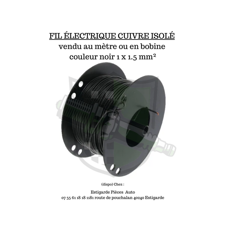 Fil électrique cuivre isolé noir 1x1.5 mm² vente au mètre