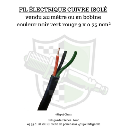 Cable 3 Fils 0.75 mm² isolé vente au mètre