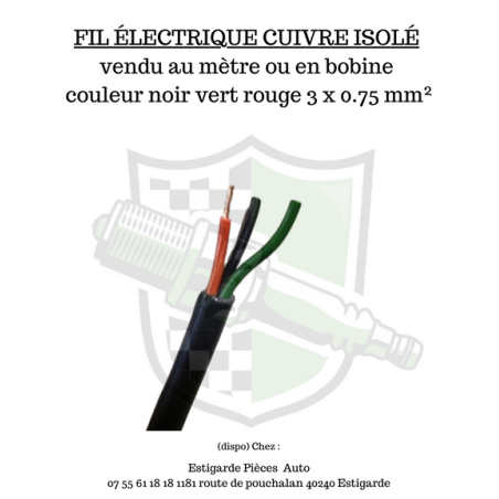 Cable 3 Fils 0.75 mm² isolé vente au mètre