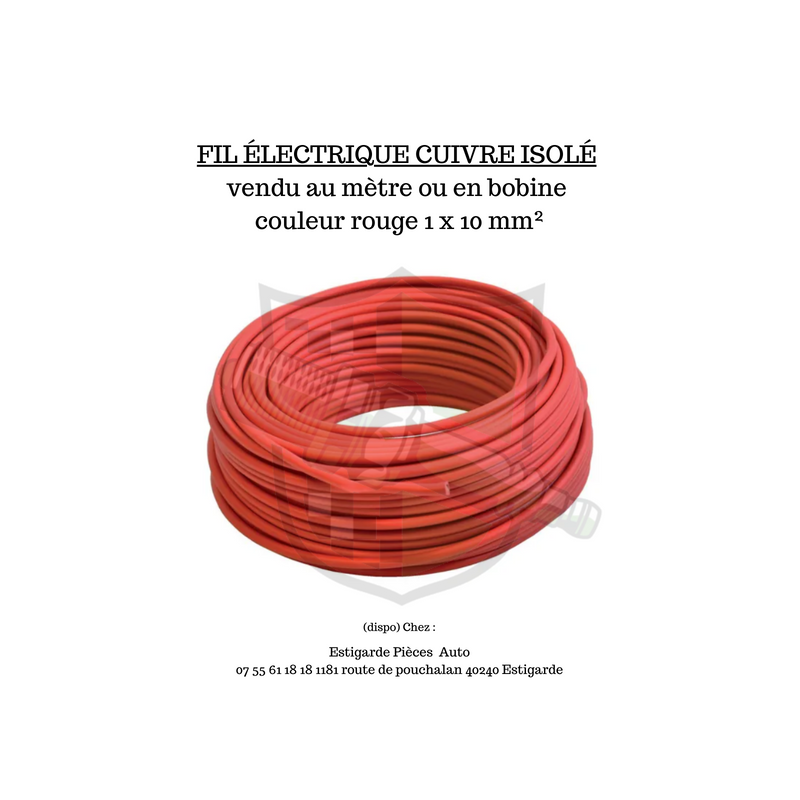câble 10mm² conducteur au cuivre souple isolé de pvc rouge et vendu au mètre