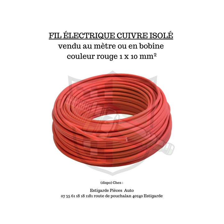 câble 10mm² conducteur au cuivre souple isolé de pvc rouge et vendu au mètre