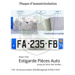Plaque immatriculation alu plastifiée personnalisable